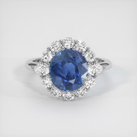 3.80 Ct. Blue Sapphire Ring, 14K White Gold 1