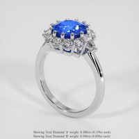 3.15 Ct. Blue Sapphire Ring, 14K White Gold 2