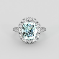 3.38 Ct. Blue Aquamarine Ring, 14K White Gold 1