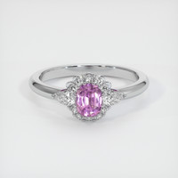0.51 Ct. Pink Sapphire Ring, 14K White Gold 1