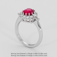 1.54 Ct. Pinkish Red Ruby Ring, 14K White Gold 2