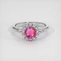 1.23 Ct. Pink Sapphire Ring, 14K White Gold 1