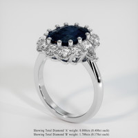 6.15 Ct. Blue Sapphire Ring, 14K White Gold 2