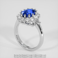 3.23 Ct. Blue Sapphire Ring, 14K White Gold 2