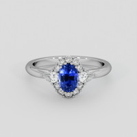 0.70 Ct. Blue Sapphire Ring, 14K White Gold 1