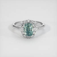 2.29 Ct. Bluish Green Sapphire Ring, 14K White Gold 1