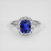 3.08 Ct. Blue Sapphire Ring, 18K White Gold 1