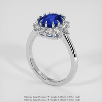 3.08 Ct. Blue Sapphire Ring, 18K White Gold 2