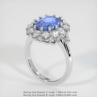 5.14 Ct. Blue Sapphire Ring, 18K White Gold 2