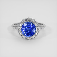 3.15 Ct. Blue Sapphire Ring, 18K White Gold 1