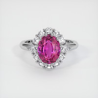 3.52 Ct. Pink Sapphire Ring, 18K White Gold 1