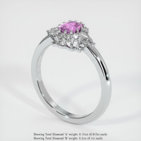 0.51 Ct. Pink Sapphire Ring, 18K White Gold 2