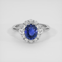 3.10 Ct. Blue Sapphire Ring, 18K White Gold 1