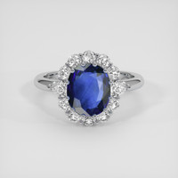 2.34 Ct. Blue Sapphire Ring, 18K White Gold 1