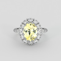 3.25 Ct. Yellow Sapphire Ring, 18K White Gold 1