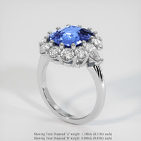 4.59 Ct. Blue Sapphire Ring, 18K White Gold 2