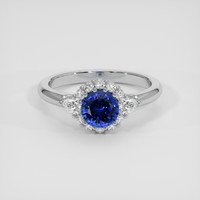 0.82 Ct. Blue Sapphire Ring, 18K White Gold 1