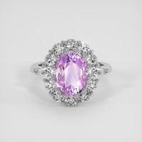 4.02 Ct. Pinkish Purple Sapphire Ring, 18K White Gold 1