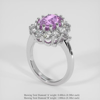 4.02 Ct. Pinkish Purple Sapphire Ring, 18K White Gold 2
