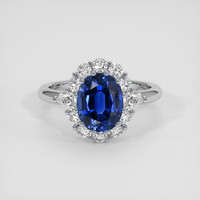 3.01 Ct. Blue Sapphire Ring, 18K White Gold 1