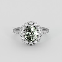 2.13 Ct. Green Sapphire Ring, 18K White Gold 1