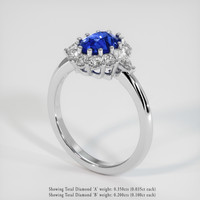 1.13 Ct. Blue Sapphire Ring, 18K White Gold 2
