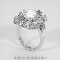 11.12 Ct. White Sapphire Ring, 18K White Gold 2