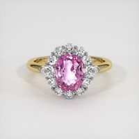 3.10 Ct. Purplish Pink Sapphire Ring, 14K White & Yellow 1