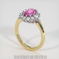 3.10 Ct. Purplish Pink Sapphire Ring, 14K White & Yellow 2
