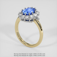 2.84 Ct. Blue Sapphire Ring, 18K White & Yellow 2