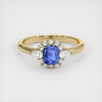 0.75 Ct. Blue Sapphire Ring, 14K Yellow Gold 1