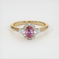 0.56 Ct. Pink Sapphire Ring, 14K Yellow Gold 1