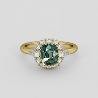 1.62 Ct. Green Sapphire Ring, 14K Yellow Gold 1