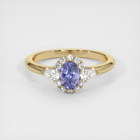 0.63 Ct. Purplish Blue Sapphire Ring, 18K Yellow Gold 1