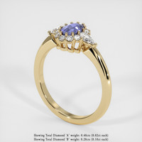 0.63 Ct. Purplish Blue Sapphire Ring, 18K Yellow Gold 2