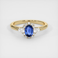 0.51 Ct. Blue Sapphire Ring, 18K Yellow Gold 1