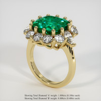 7.62 Ct. Emerald Ring, 18K Yellow Gold 2