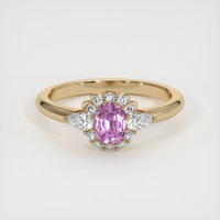 0.51 Ct. Pink Sapphire Ring, 18K Yellow Gold 1