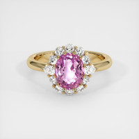 3.10 Ct. Purplish Pink Sapphire Ring, 18K Yellow Gold 1