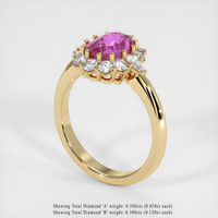 3.10 Ct. Purplish Pink Sapphire Ring, 18K Yellow Gold 2
