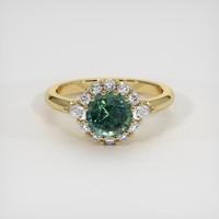 2.22 Ct. Bluish Green Sapphire Ring, 18K Yellow Gold 1