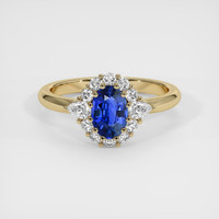 0.77 Ct. Blue Sapphire Ring, 18K Yellow Gold 1