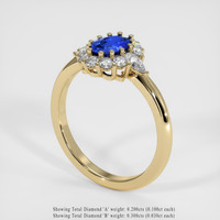 0.77 Ct. Blue Sapphire Ring, 18K Yellow Gold 2