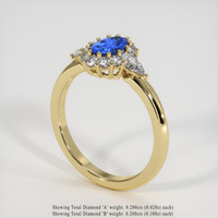 0.45 Ct. Blue Sapphire Ring, 18K Yellow Gold 2