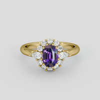 1.32 Ct. Purple Sapphire Ring, 18K Yellow Gold 1