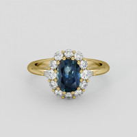 1.40 Ct. Greenish Blue Sapphire Ring, 18K Yellow Gold 1