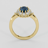 1.40 Ct. Greenish Blue Sapphire Ring, 18K Yellow Gold 3