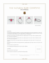 Ruby Ring 1.20 Ct., Platinum 950 Appraisal
