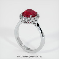 2.76 Ct. Pinkish Red Ruby Ring, Platinum 950 2