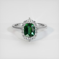 1.37 Ct. Green Sapphire Ring, Platinum 950 1